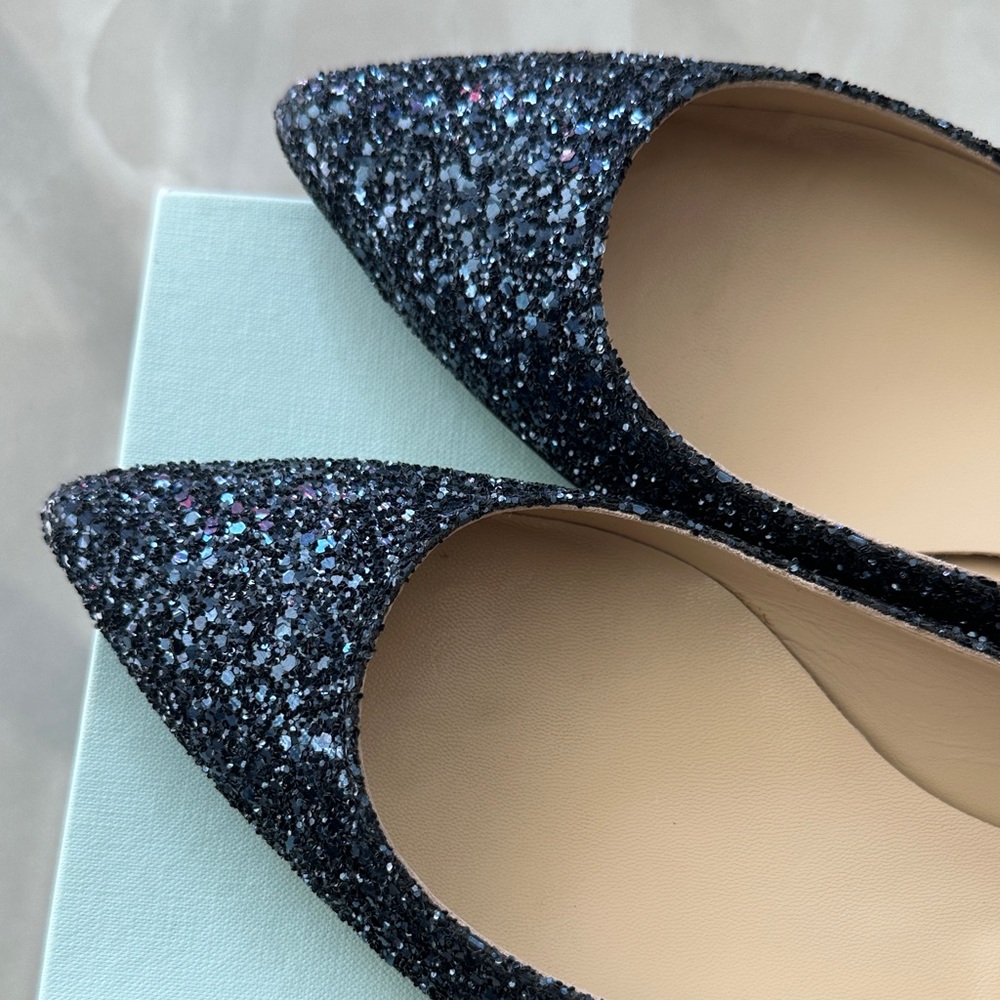 Butter Navy Glitter Pointed Toe Flats - Picture 2 of 6